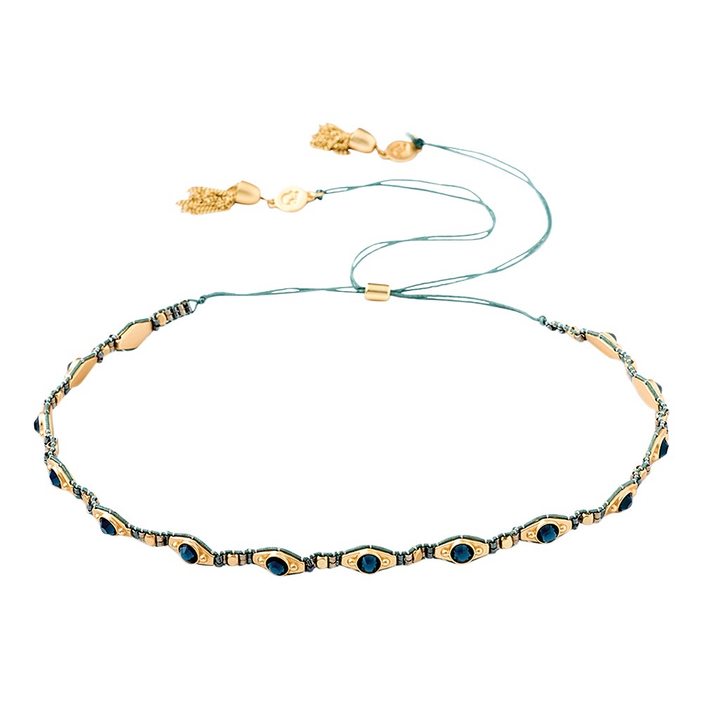 Spartina 449 Woven Bead Choker • Gold / Deep Teal